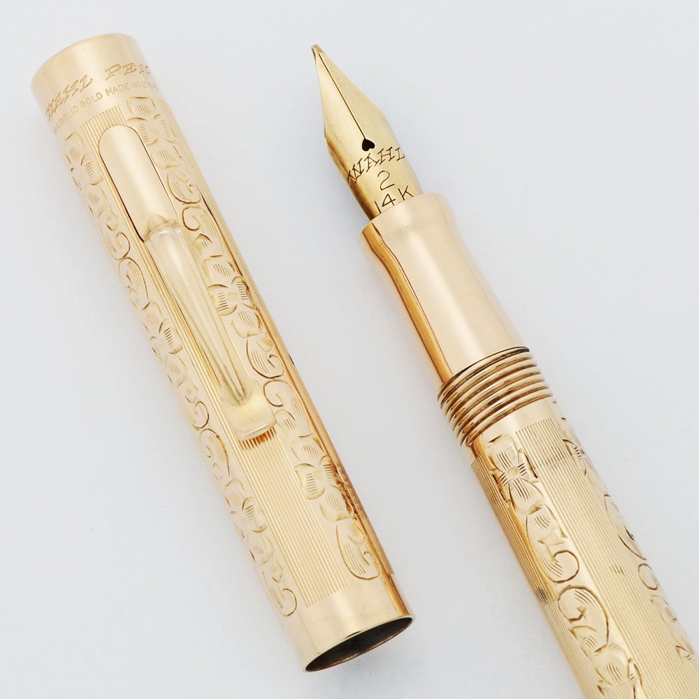 Wahl #2 Fountain Pen (1920s) - Solid Gold 14k Engraved, Floral